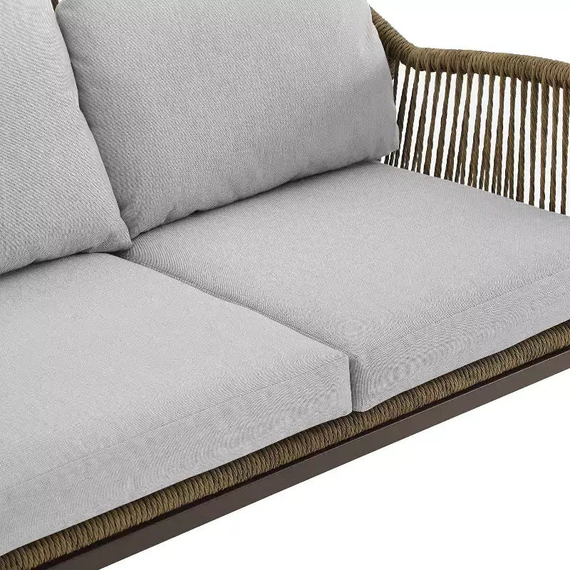 Ensemble de conversation d'extérieur 2 pièces en osier Haven - Gris clair - Crosley : Comprend une causeuse et une table basse, coussins amovibles