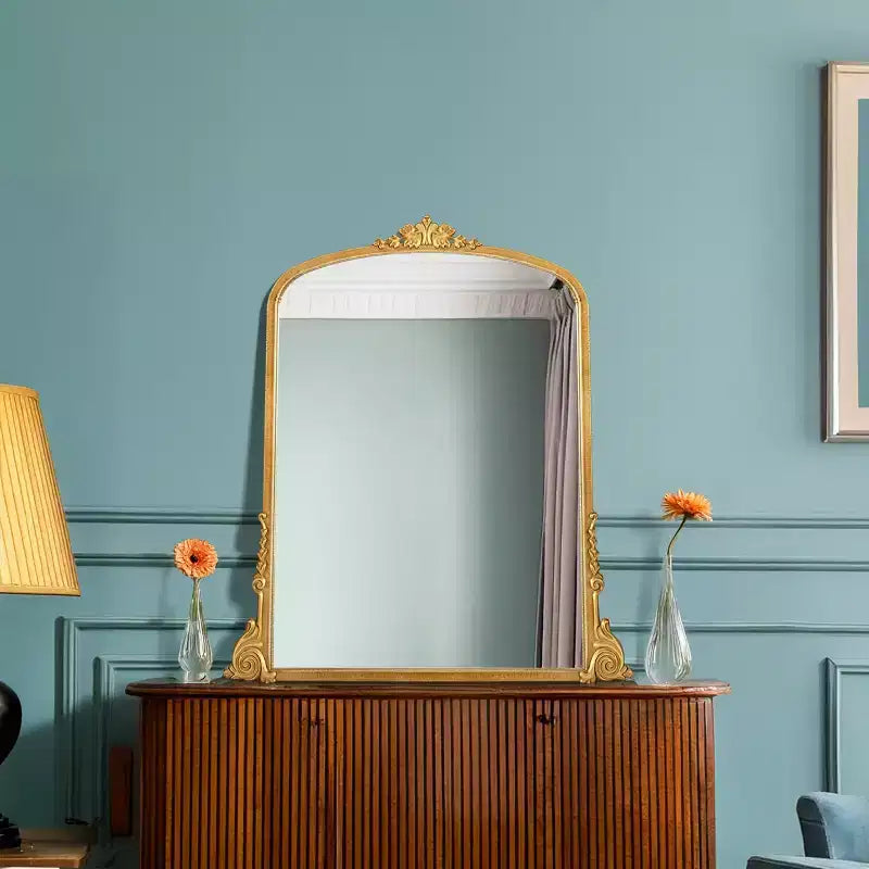Miroir mural décoratif en métal orné, 23" x 29.5", Or antique, d'inspiration baroque, Aucun assemblage requis