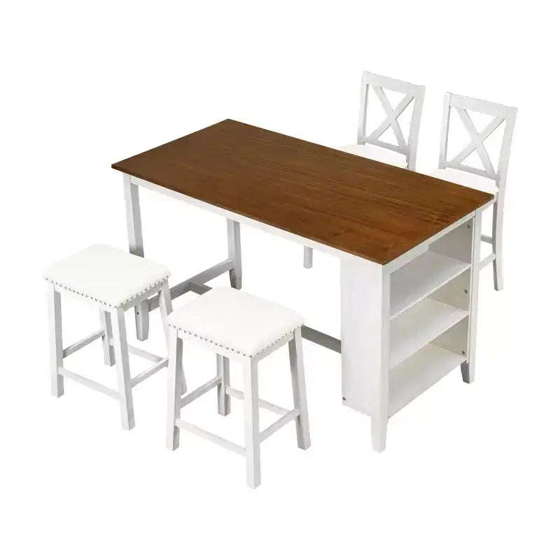 Ensemble de salle à manger Whisen Farmhouse 5 pièces hauteur comptoir avec 2 tabourets et 2 chaises