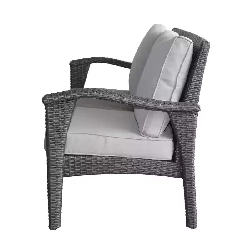 GDFStudio Houlihan salon de jardin 4 places en osier avec brasero