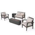 GDFStudio Houlihan salon de jardin 4 places en osier avec brasero