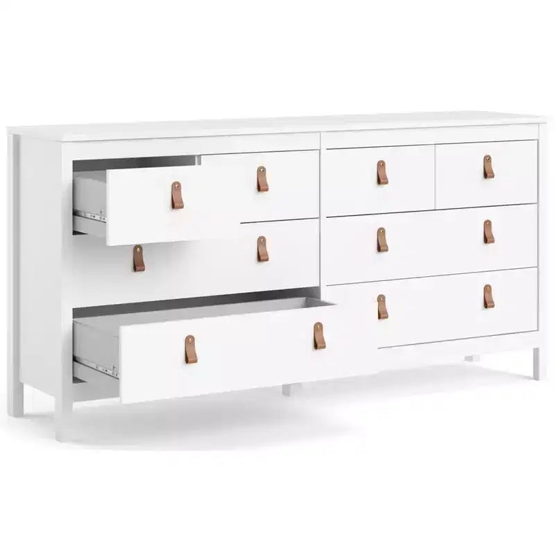 Commode horizontale de 6 po (H) en aggloméré avec 8 tiroirs, finition blanche