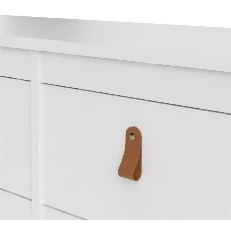 Commode horizontale de 6 po (H) en aggloméré avec 8 tiroirs, finition blanche
