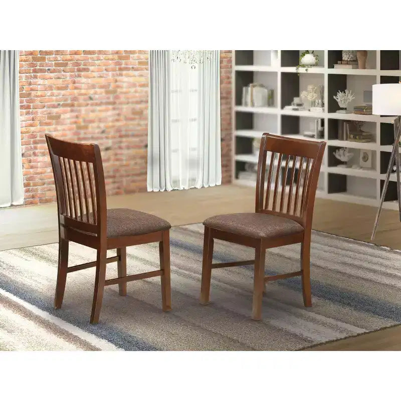 Chaises de salle à manger rembourrées en lin, lot de 2, avec cadre en bois d'hévéa asiatique