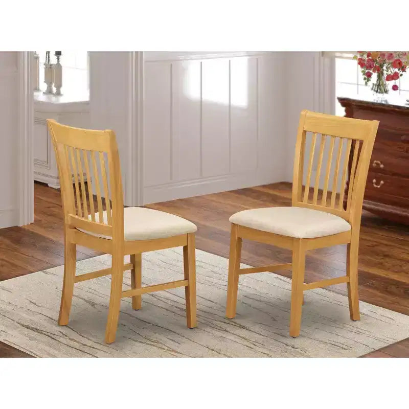 Chaises de salle à manger rembourrées en lin, lot de 2, avec cadre en bois d'hévéa asiatique