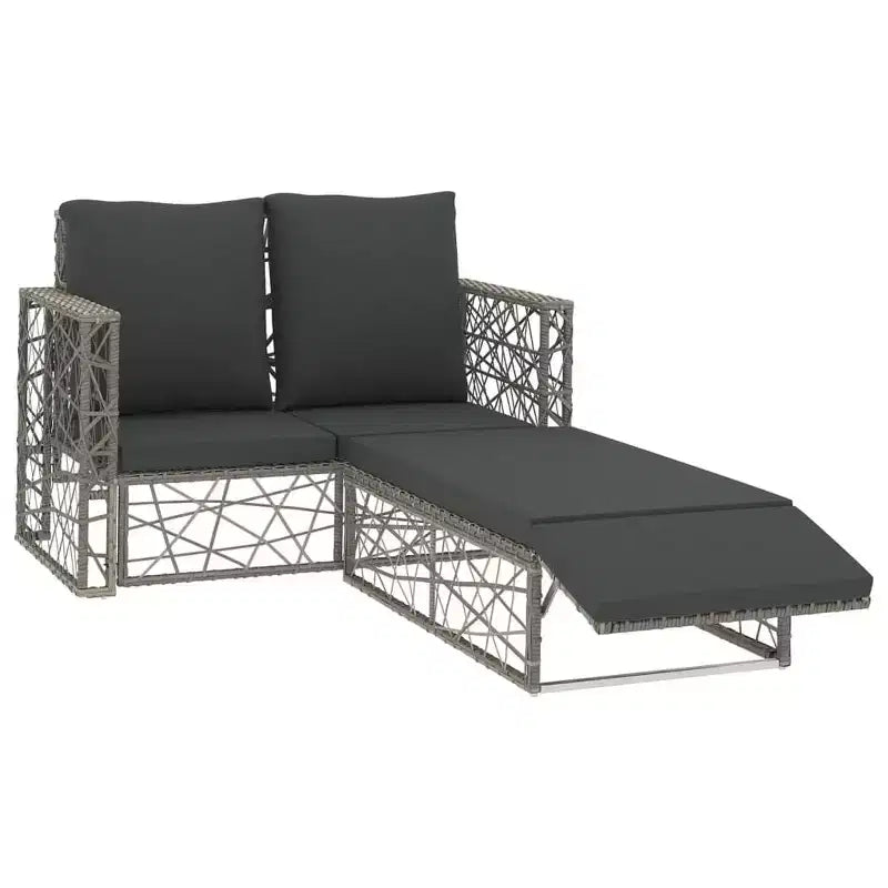 vidaXL Garden Lounge Set Grey PE Rattan, Powder-Coated Steel Medium