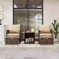 5 Piece Patio Furniture Set, Outdoor Wicker Conversation Set with 2 Ottoman, Rattan Coffee Table & Soft Cushions for Balcony, Porch, Deck