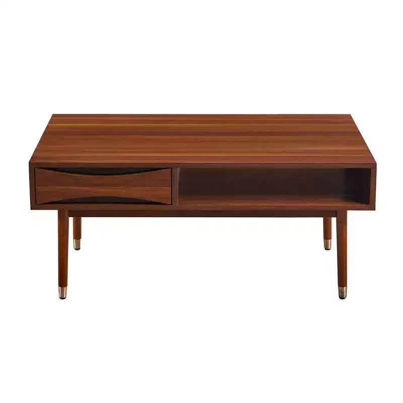 Table basse moderne du milieu du siècle avec tiroir et étagère