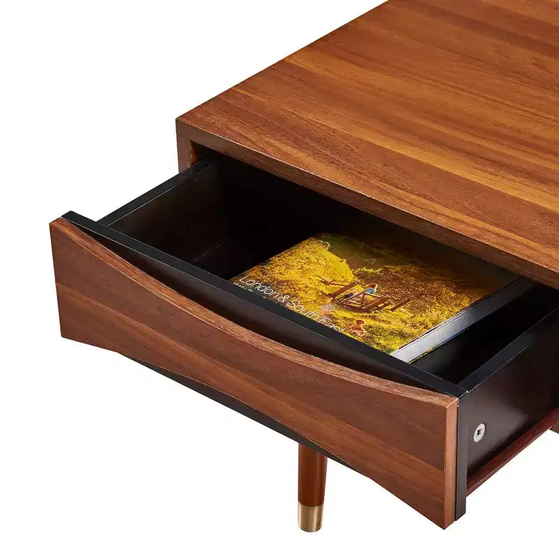 Table basse moderne du milieu du siècle avec tiroir et étagère