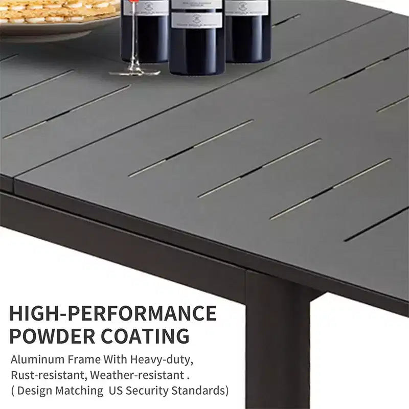 Table à manger extensible 65-95 pour patio, table rectangulaire en métal aluminium pour 6 à 8 personnes