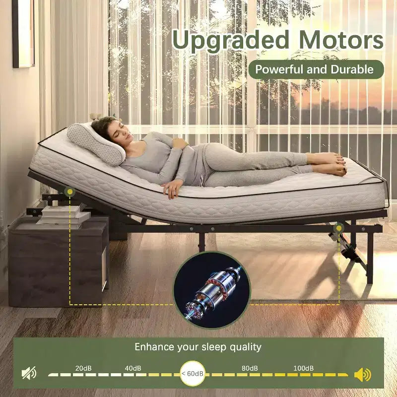 Sommier électrique réglable avec télécommande filaire, fonction d'inclinaison ergonomique des pieds et de la tête, King