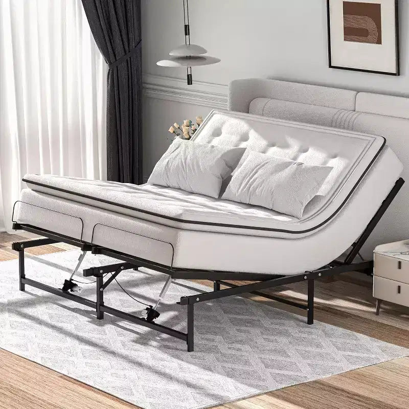 Sommier électrique réglable avec télécommande filaire, fonction d'inclinaison ergonomique des pieds et de la tête, King