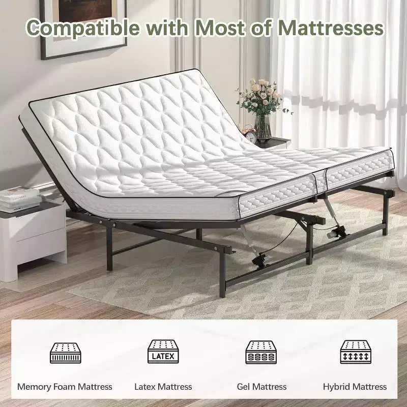 Sommier électrique réglable avec télécommande filaire, fonction d'inclinaison ergonomique des pieds et de la tête, King