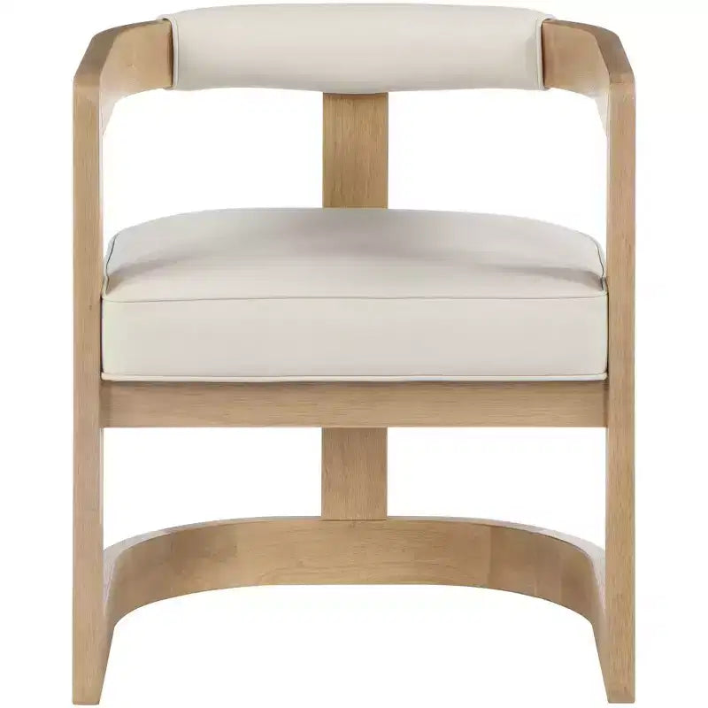 Chaise de salle à manger en cuir vegan avec cadre en bois brossé