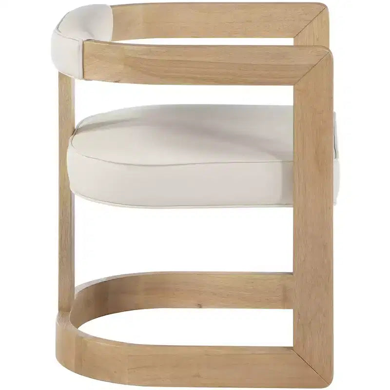 Chaise de salle à manger en cuir vegan avec cadre en bois brossé