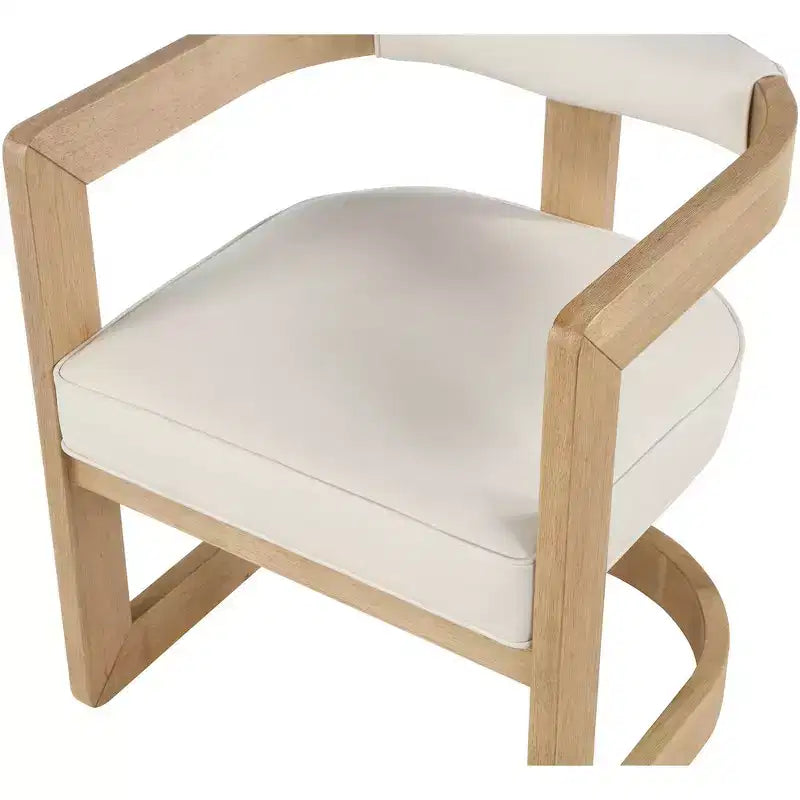 Chaise de salle à manger en cuir vegan avec cadre en bois brossé