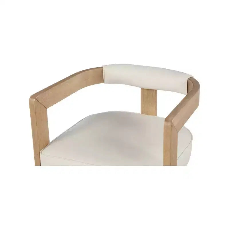 Chaise de salle à manger en cuir vegan avec cadre en bois brossé
