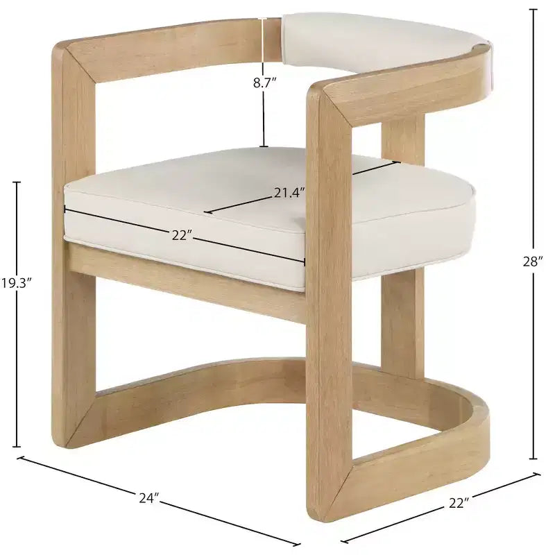 Chaise de salle à manger en cuir vegan avec cadre en bois brossé