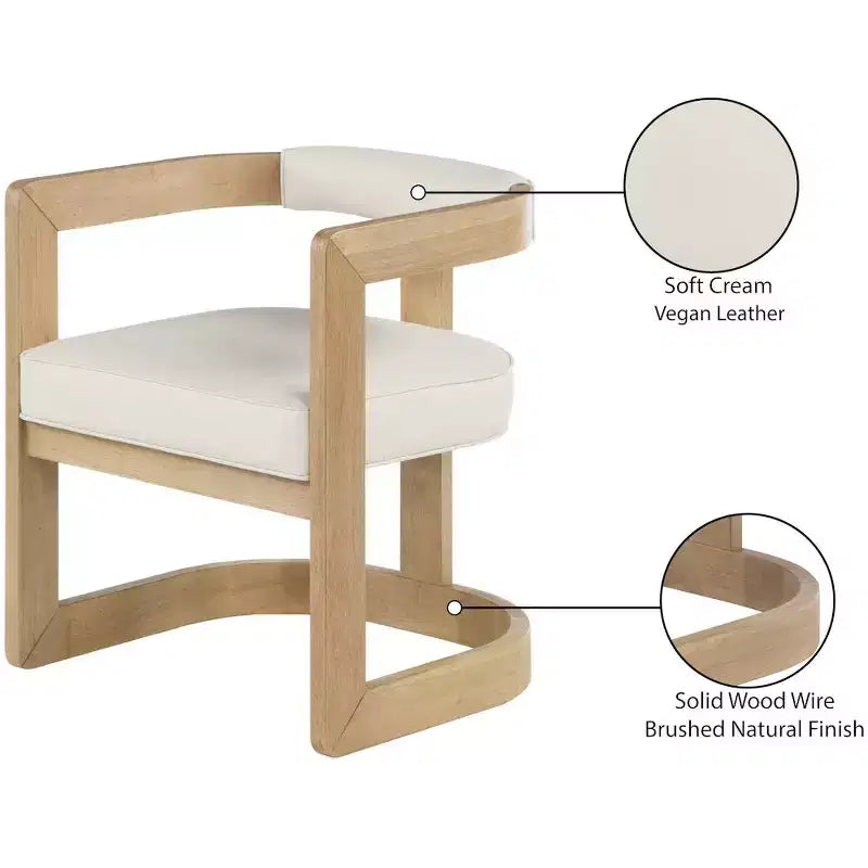 Chaise de salle à manger en cuir vegan avec cadre en bois brossé