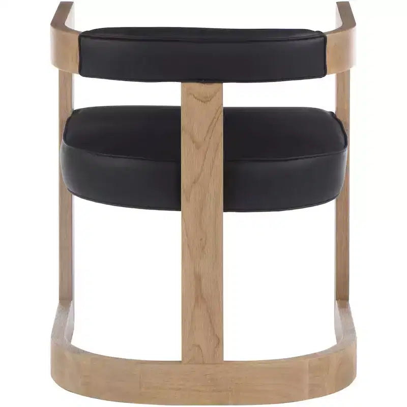 Chaise de salle à manger en cuir vegan avec cadre en bois brossé