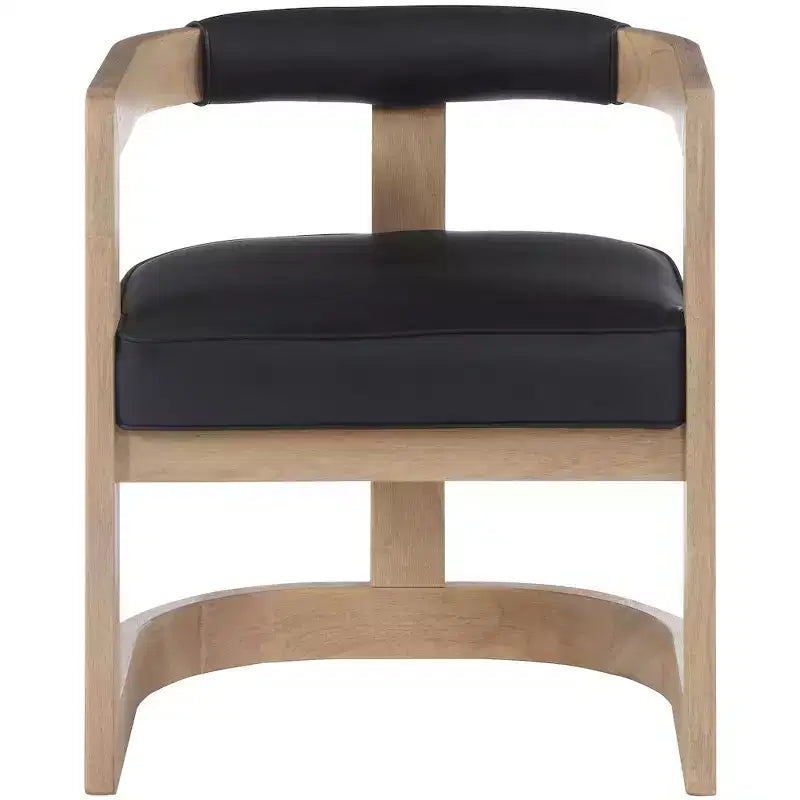 Chaise de salle à manger en cuir vegan avec cadre en bois brossé