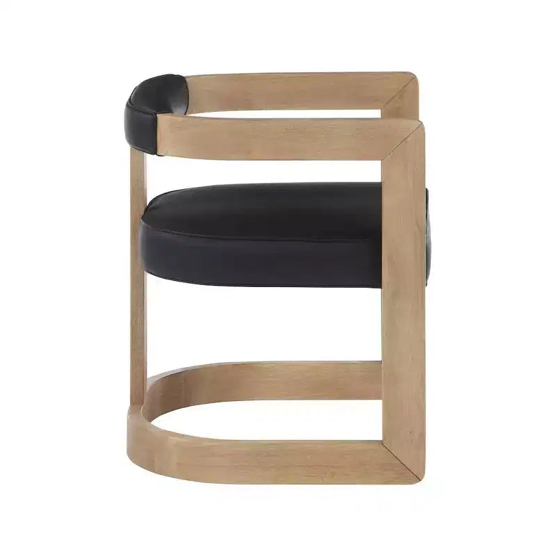 Chaise de salle à manger en cuir vegan avec cadre en bois brossé