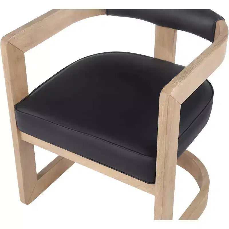 Chaise de salle à manger en cuir vegan avec cadre en bois brossé