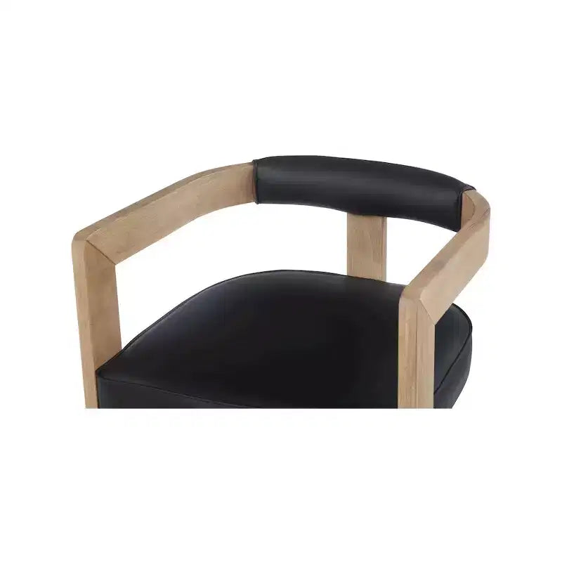 Chaise de salle à manger en cuir vegan avec cadre en bois brossé