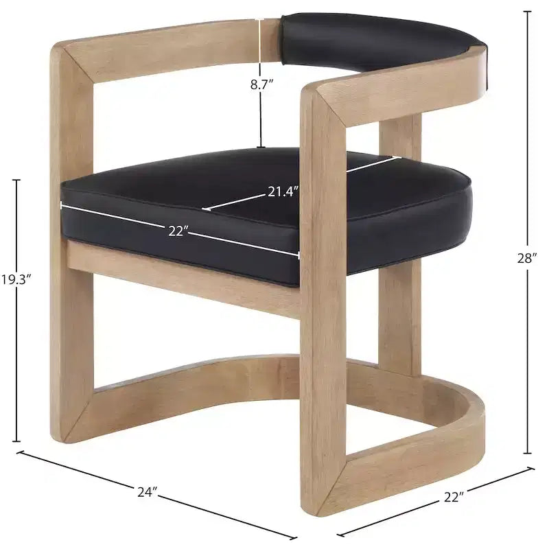 Chaise de salle à manger en cuir vegan avec cadre en bois brossé