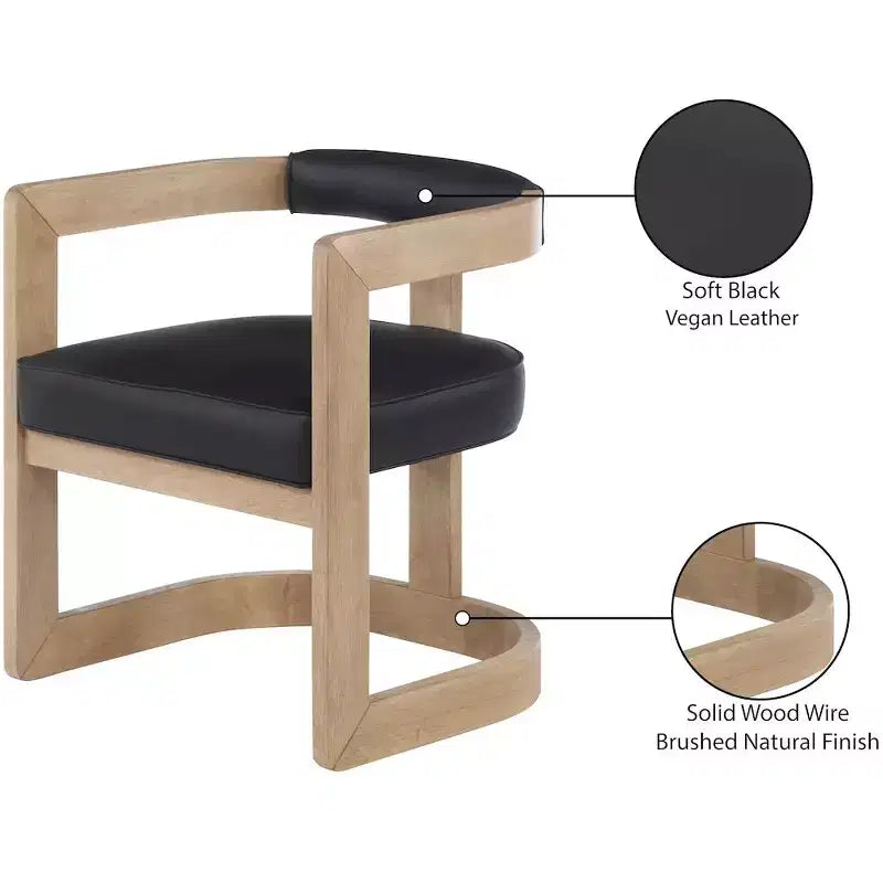 Chaise de salle à manger en cuir vegan avec cadre en bois brossé