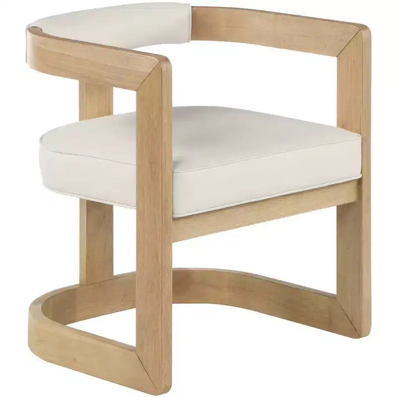 Chaise de salle à manger en cuir vegan avec cadre en bois brossé