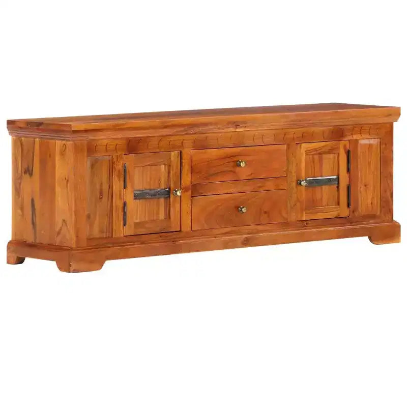 Meuble TV en acacia massif, finition miel, taille moyenne