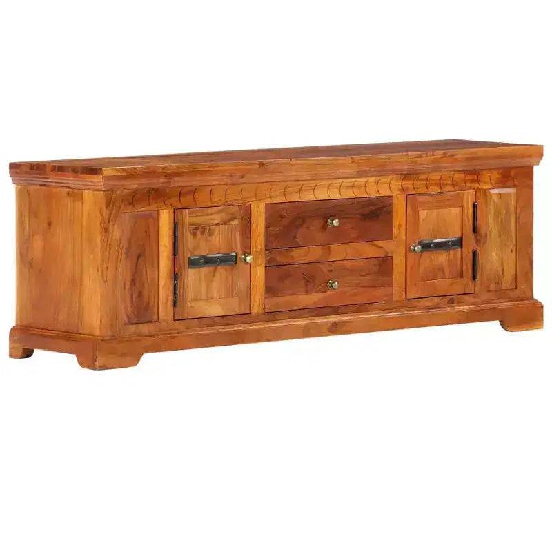 Meuble TV en acacia massif, finition miel, taille moyenne