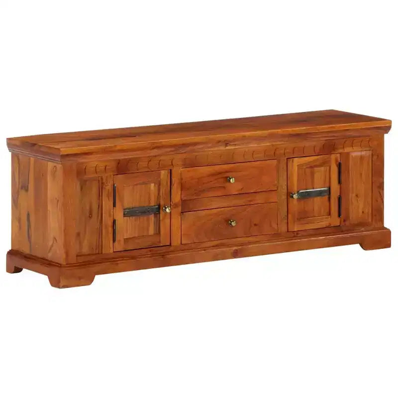 Meuble TV en acacia massif, finition miel, taille moyenne