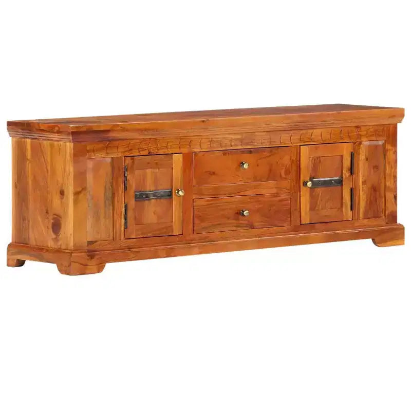 Meuble TV en acacia massif, finition miel, taille moyenne