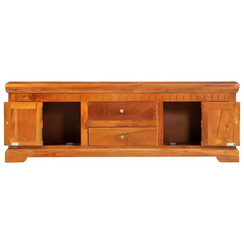 Meuble TV en acacia massif, finition miel, taille moyenne
