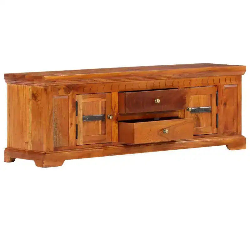 Meuble TV en acacia massif, finition miel, taille moyenne