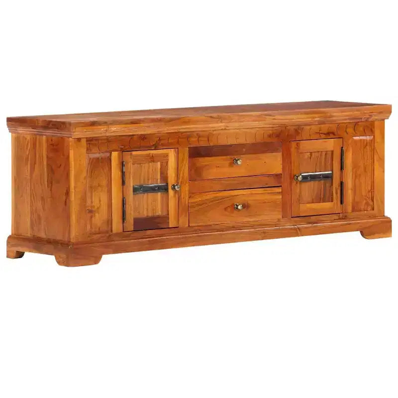 Meuble TV en acacia massif, finition miel, taille moyenne