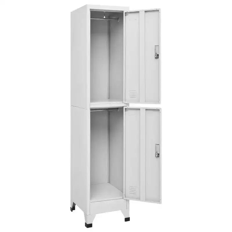 Armoire de rangement en acier, gris industriel, 2 casiers, grand rangement rectangulaire