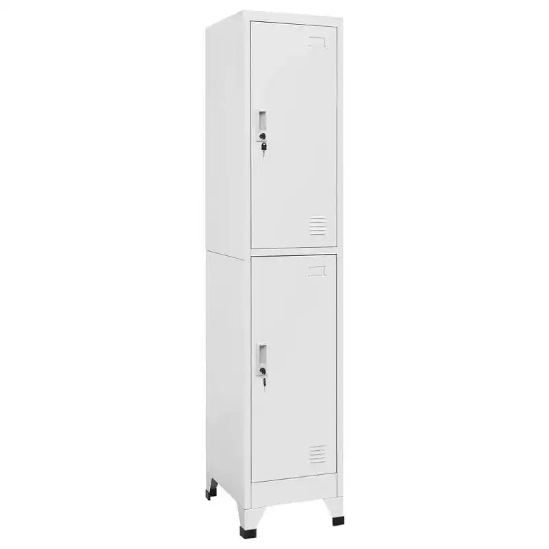 Armoire de rangement en acier, gris industriel, 2 casiers, grand rangement rectangulaire