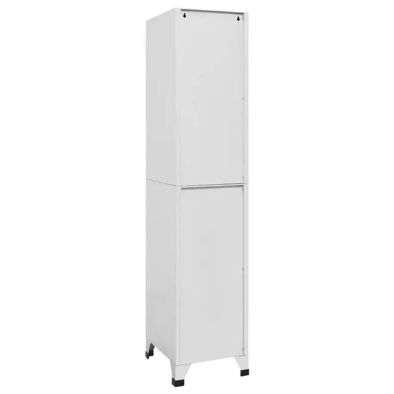 Armoire de rangement en acier, gris industriel, 2 casiers, grand rangement rectangulaire