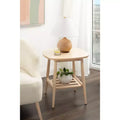 Table d'appoint en bois à deux niveaux, table d'appoint d'appoint avec finition naturelle pour salon ou chambre à coucher