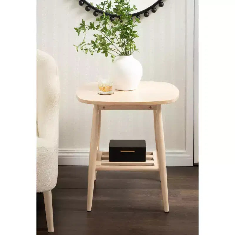 Table d'appoint en bois à deux niveaux, table d'appoint d'appoint avec finition naturelle pour salon ou chambre à coucher
