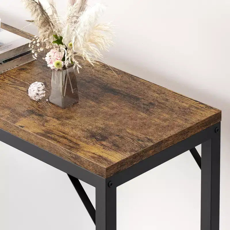 Console étroite, Table d'entrée fine de 15 cm, 2 niveaux avec étagère réglable, Table de canapé industrielle étroite, Table d'appoint derrière le canapé
