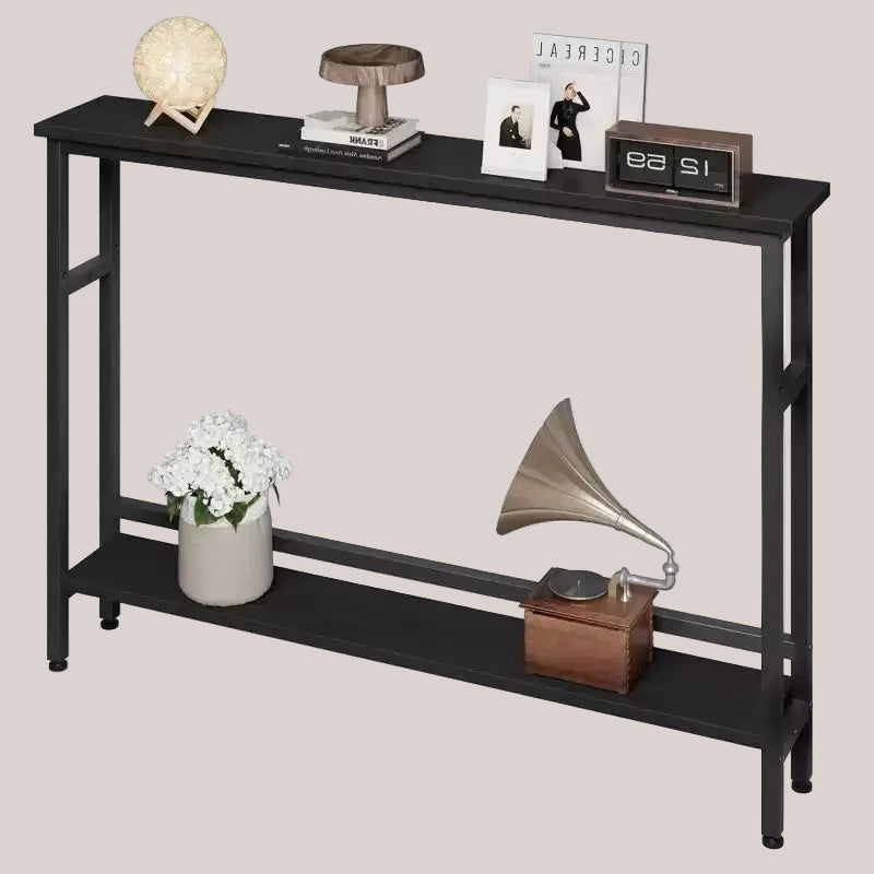 Narrow Console Table,5.9Slim Entryway Table,2 Tier Console Tables for Entryway, Industrial Skinny Sofa Table with Adjustable Shelf,Behind Couch Tabl