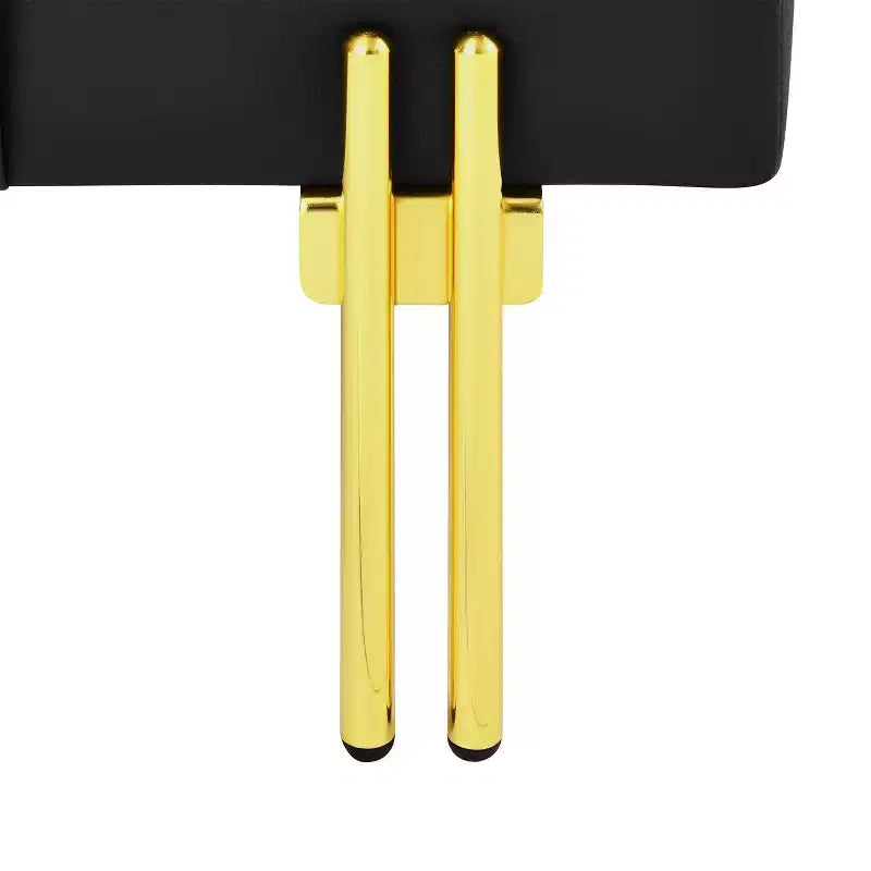Pouffe de rangement en cuir anti-rayures de 22 pouces, banc d'entrée acceptant les animaux de compagnie avec pieds en acier inoxydable doré, noir