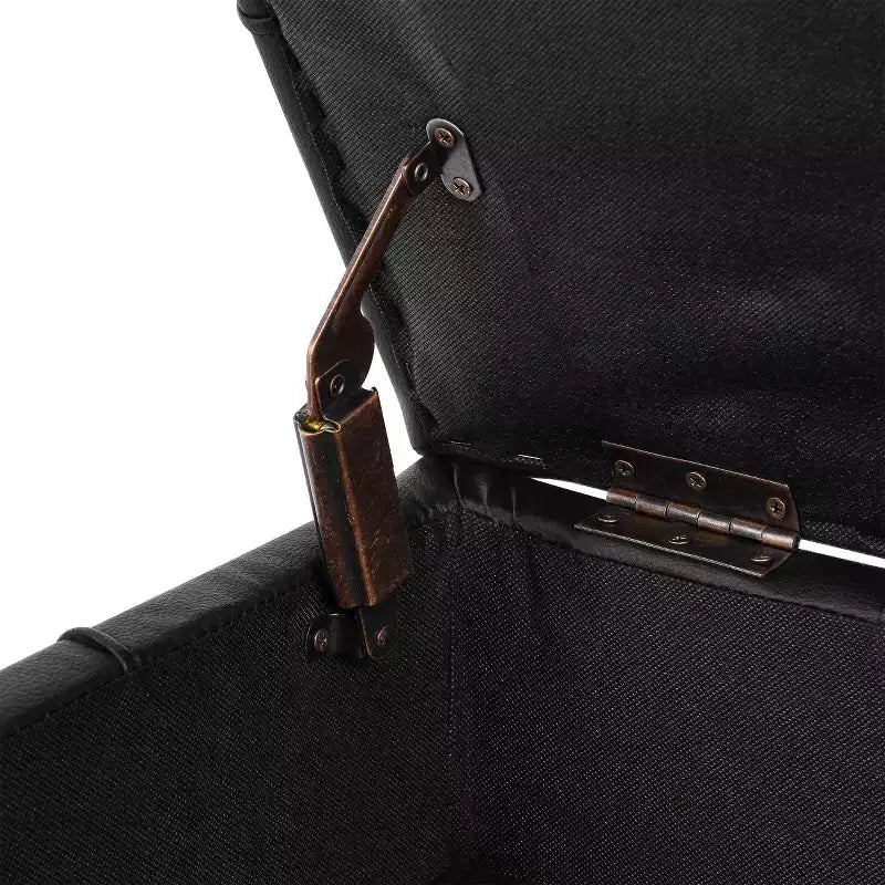Pouffe de rangement en cuir anti-rayures de 22 pouces, banc d'entrée acceptant les animaux de compagnie avec pieds en acier inoxydable doré, noir
