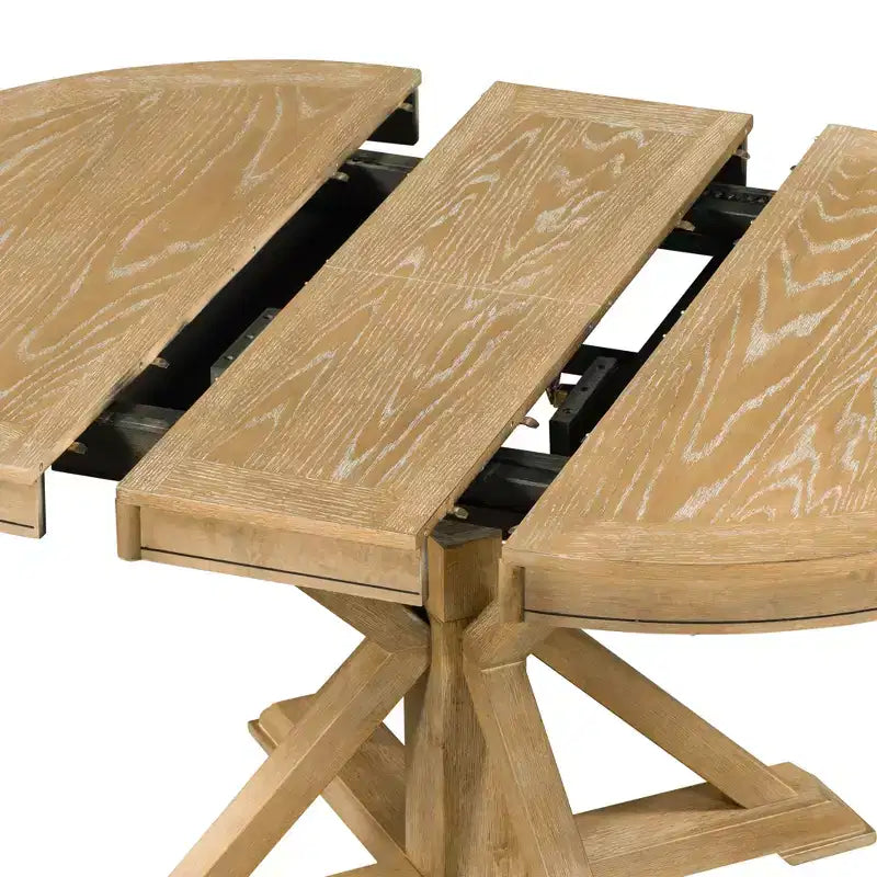Ensemble de salle à manger extensible pour 4 personnes, table ronde en bois avec 4 chaises rembourrées pour la cuisine