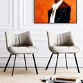Chaise de salle à manger chic et moderne, rembourrée, avec dossier incurvé et pieds en métal noir - Gris clair