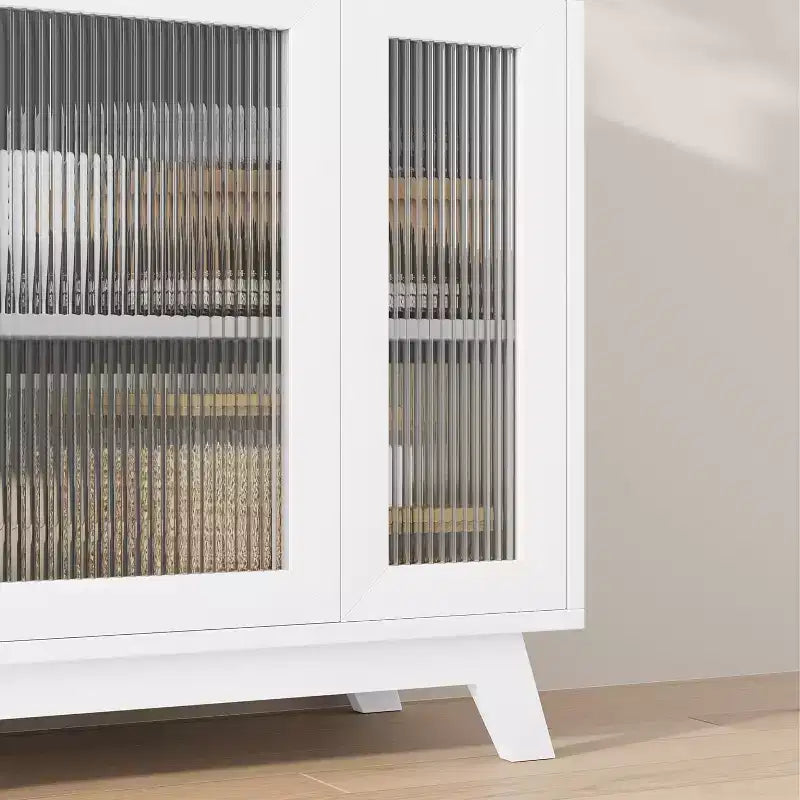 Buffet bahut de 91 cm avec porte en verre cannelé et étagère réglable